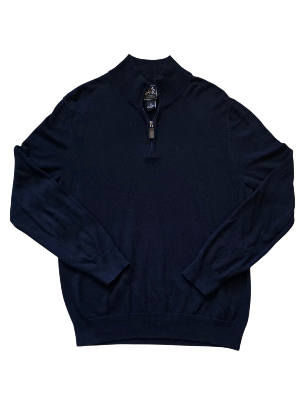 Jos. A. Bank Traveler Medium Navy Blue Quarter Zip Pima Cotton Sweater